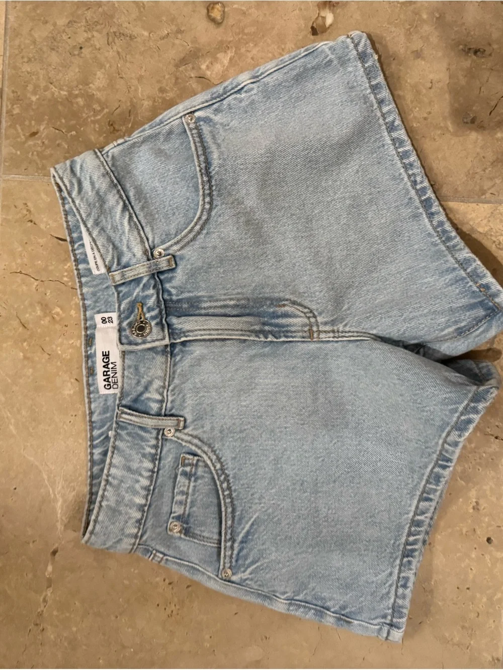 Garage Light Blue High-Rise Jean Shorts